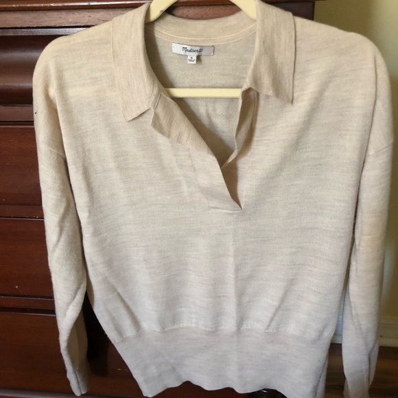 Soft classic sweater light beige 100% merino wool - Picture 2 of 3